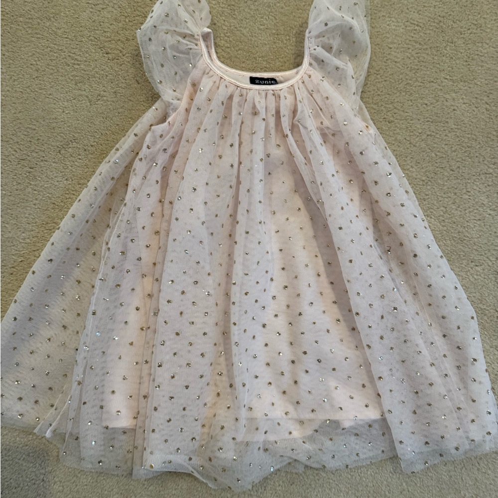 Pink Tulle Dress with Silver Accents